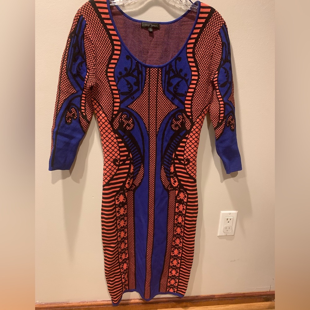 Bodycon Abstract Print Sweater Dress